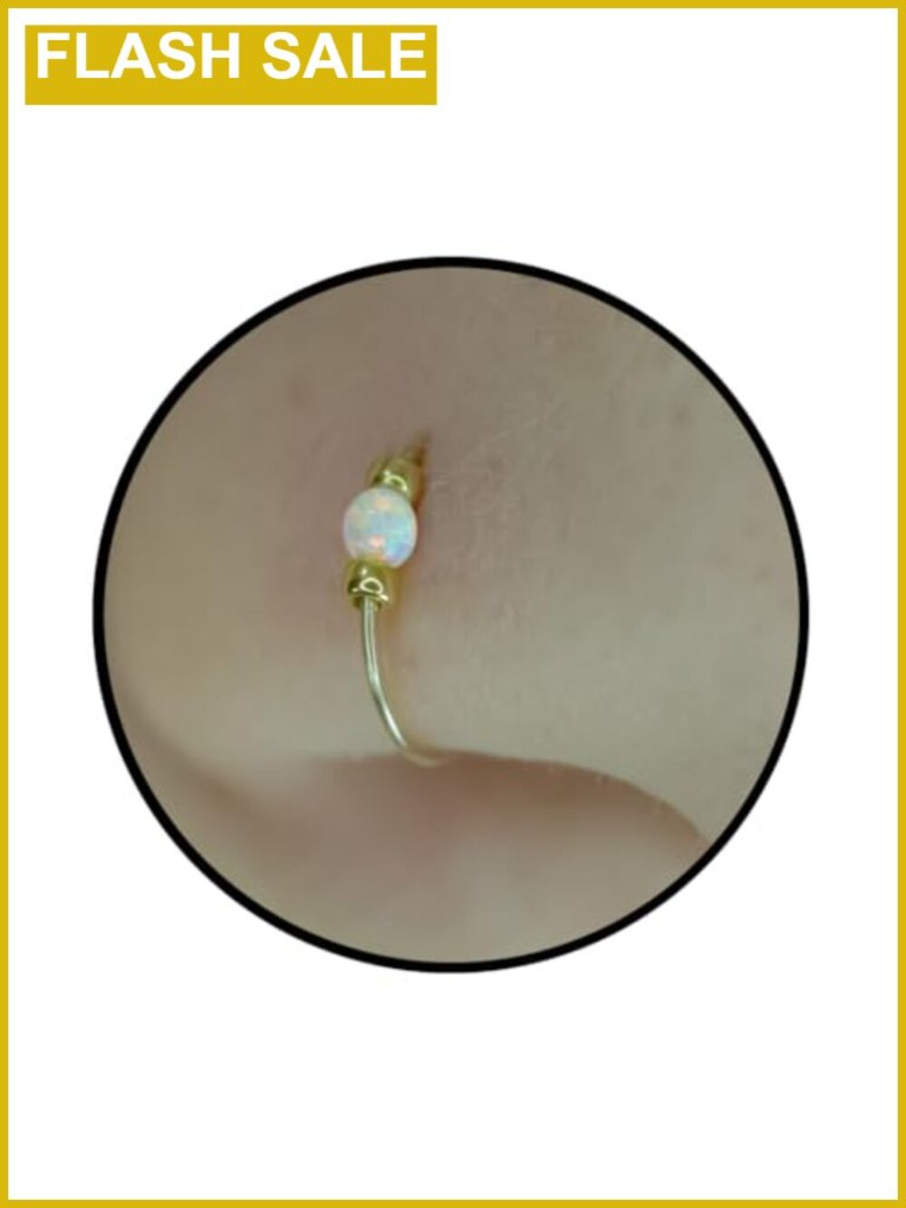 14K Gold Filled Nose Ring Hoop 24 Gauge 7mm Opal Handmade Piercing Jewelry